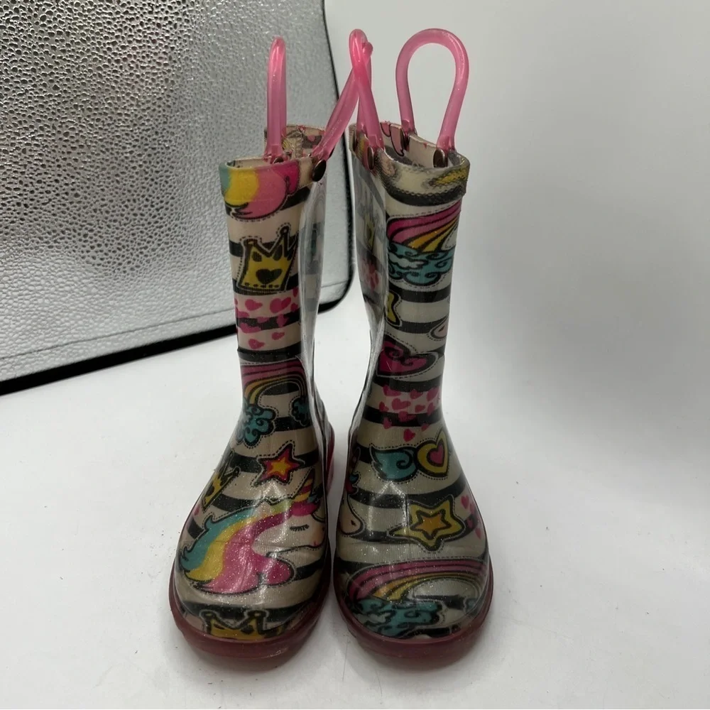 Members Mark's Girl Unicorn Light Up Rain Boots Sz 7/8